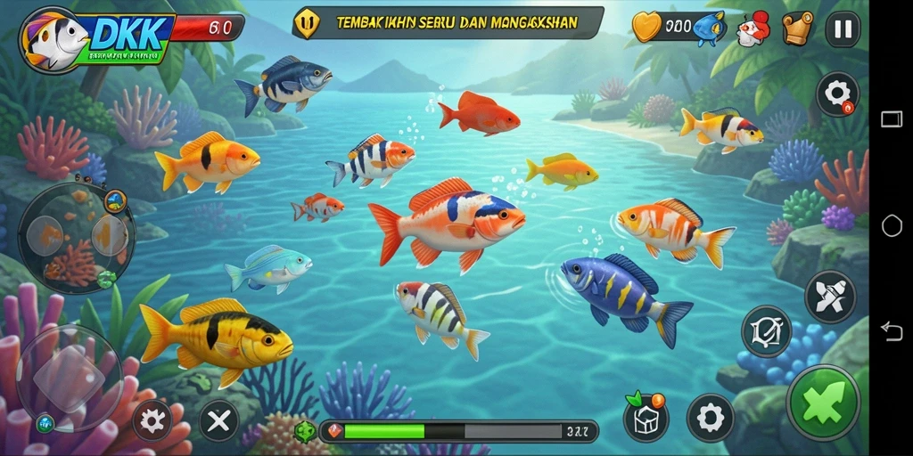 Screenshot DKK menunjukkan gameplay tembak ikan yang seru.