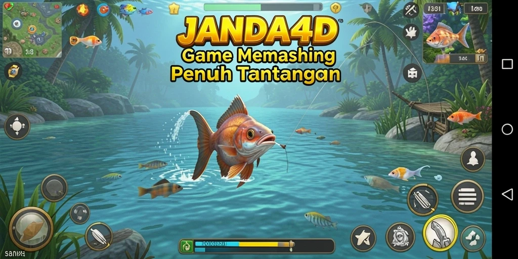 Screenshot gameplay JANDA4D menampilkan suasana memancing yang realistis.
