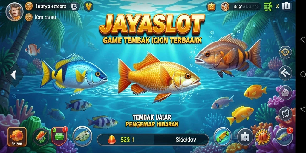 Screenshot gameplay JAYASLOT memperlihatkan aksi tembak ikan yang seru.
