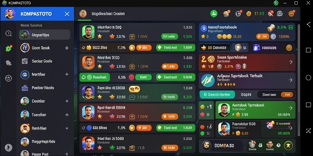 Tampilan screenshot KOMPASTOTO dengan antarmuka taruhan olahraga.