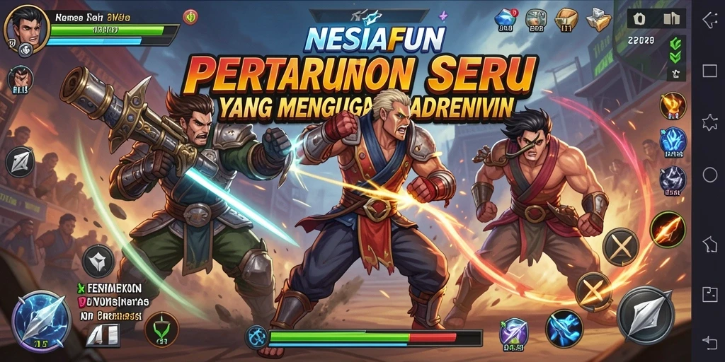 Tangkapan layar menunjukkan aksi pertarungan seru di NESIAFUN.