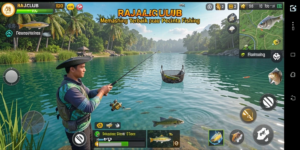 Tampilan gameplay menarik dari RAJACLUB yang menggambarkan pengalaman memancing.